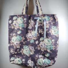 ハンドメイド　トートバッグ　薔薇柄　リボン　おしゃれ