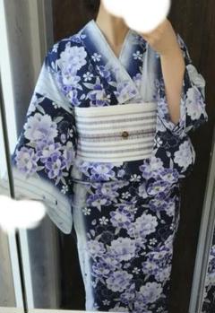 桜 縦縞 染め分け ぼかし 浴衣