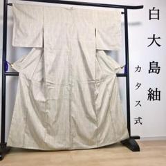 ZF-785 白大島紬 カタス式 正絹 袷 広衿 高級 逸品