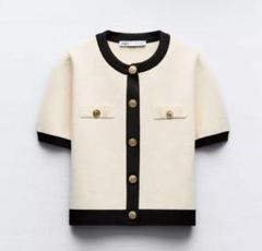 ZARA 完売品　半袖　ショートスリーブニット　カーディガン　Mサイズ ZARA 完売品 半袖 ショートスリーブニット カーディガン Mサイズ
