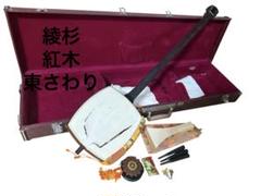 三味線 綾杉 中棹 紅木 東さわり 1本溝 ケース付きのサムネイル