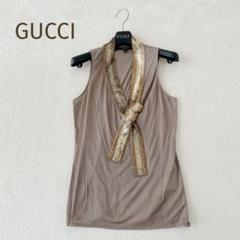 美品★GUCCI★スパンコールリボン ノースリーブカットソー サイズXS