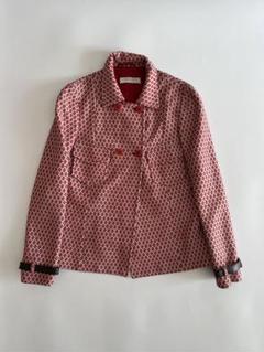 美品ꕥミュウミュウ シルク混 テーラードジャケット ブラック 総柄 レディース 美品ꕥミュウミュウ シルク混 テーラードジャケット ブラック 総