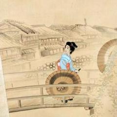 掛軸　美人画　二重箱　武藤嘉亭　絹本　値下げ可能です　真贋不明 掛軸 美人画 二重箱 武藤嘉亭 絹本 値下げ可能です 真贋不明