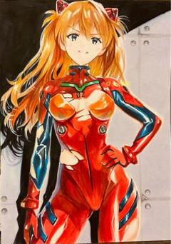 手描きアナログイラスト　新世紀エヴァンゲリオン　アスカ