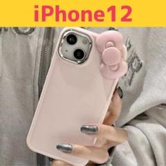 iPhone12 スマホケース 可愛い 3D リボン 韓国 シンプル ピンク