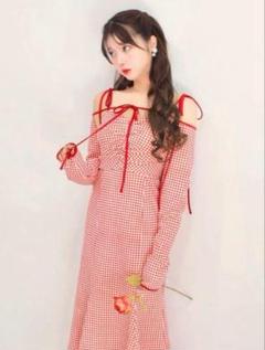M me eme／Gingham check ensemble long onepiece(eme10812
