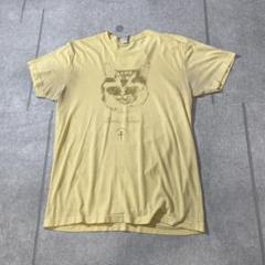 希少デザイン 騙し絵 スカル 猫 半袖Tシャツ 黄色 海外輸入品 メンズM