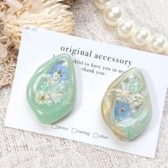 #3836/ハンドメイド♡押し花ドライフラワーレジンピアス
