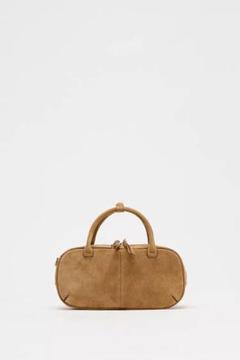 国内発送★ZARA★ダブルハンドルスプリット*スエードミニバッグ ダブルハンドルスプリットスエードミニバッグ - サンド/ブラウン