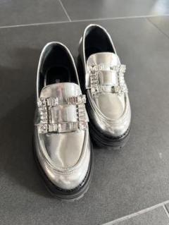 Sergio Rossi シルバー ローファー37 1/2 Sergio rossi Rossi セルジオロッシ ローファー sr1 A77990