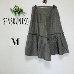 センソユニコ（M）フレアスカート　チェック　アシンメトリー　ミディ丈