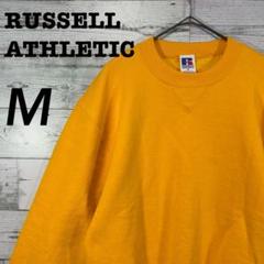 【翌日発送可能】 80s プリントタグ復刻 USA製 Russell ラッセル スウェット 前V トップス
