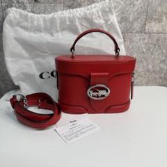 ⭐️coach⭐️ ボックス型 ショルダーバッグ 赤系オレンジ