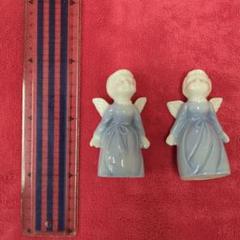青い陶器製天使像 置物 ペア