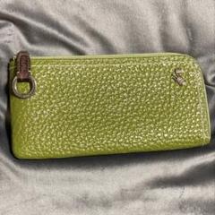 【美品】ペレボルサ 長財布 レザー 緑系 角スレ少しあり PELLE BORSA