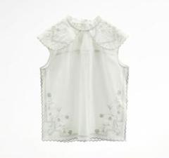【新品未使用】ZARA　コントラストエンブロイダリートップス　Mのサムネイル