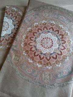 正絹　汕頭刺繍　袋帯　紬　A4サイズ　ハンドバッグ 正絹 汕頭刺繍 袋帯 紬 A4サイズ ハンドバッグ
