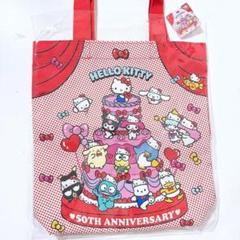 ❤️ハローキティ 50周年　サンリオ　トートバッグ　総柄　ドンキ限定商品　赤色