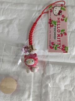 レア　栃木限定 ハローキティ ストラップ　ご当地キティ　いちご狩り ご当地キティ】ファスナーマスコット いちご狩り 栃木限定