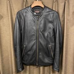 MR. OLIVE 極美品 牛革 レザーシングルライダースジャケット MR.OLIVE シングルライダースジャケット ストレッチ 牛革 ブラック