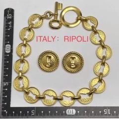 希少 ITALY イタリア製 ゴールド ブレスレット イヤリングセット レア イタリア製 RIPOLI リポイ ゴールド チョーカー