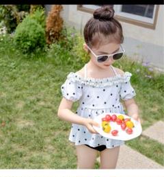 女の子 セパレート　水着 100 ドット柄３点セット　可愛い　プール