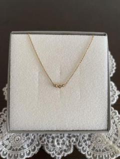 アガットクラシックagete♡k14ダイヤパールミル打ちネックレスYB