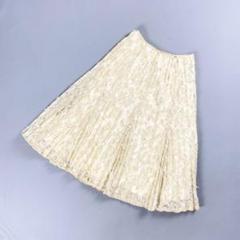 ヒロココシノ 総レース刺繍プリーツスカート オフホワイト サイズ13*CD887