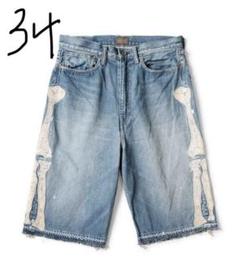KAPITAL 14oz ボーンショートデニムパンツ ブラック サイズ34 KAPITAL 14oz ボーンショートデニムパンツ ブラック サイズ34