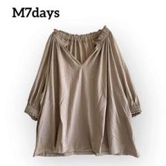 M7days バルーン袖 シャーリング オフショルチュニック【F】7分袖