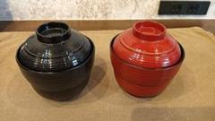 松葉 見返 千筋 小吸椀 巴漆作 木曽塗 本漆 溜塗 見返 懐石道具