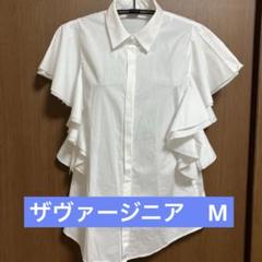 The Vigina シャツカラー　ホワイト フリルノースリーブシャツ