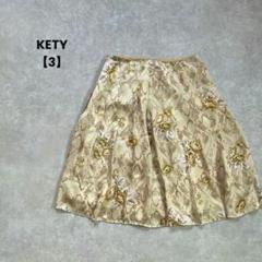 a1506＊KETY 総柄フレアスカート　ゴールドベージュ【3】お洒落