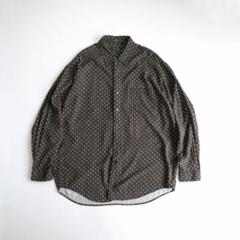 総柄 長袖レーヨンシャツ　XL ブラック　ベージュ ゆるダボ　古着