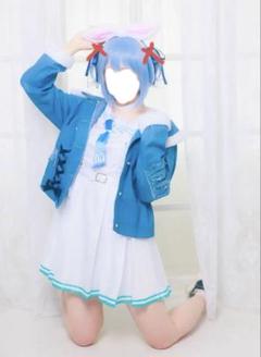 ＼半額SALE／ Lサイズ ホロライブ 兎田ぺこら デニムセーラー衣装 コスプレ コスプレ衣装