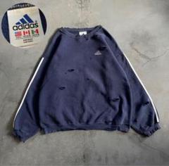 80s adidas☆万国旗☆USA製☆フェード☆茄子紺☆boro sweat 80s adidas☆万国旗☆USA製☆フェード☆茄子紺☆boro sweat