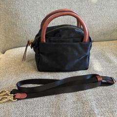 美品 ラシット キューブバッグ ミニ 2way ショルダー ネイビー