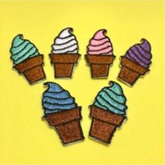 アイスクリーム アイロンワッペン刺繍6枚セット6枚以下O.K！