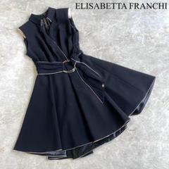 【美品】ELISA エリザ ノースリーブ ひざ丈 ワンピース プリーツ ELISA(エリザ) ワンピース レディース美品 - 白 ノースリーブ