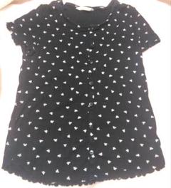 H&M キッズ　女の子　ブラック バタフライ柄　ショートスリーブ　飾りボタン