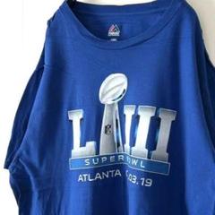 マジェスティック スーパーボウル アトランタ Tシャツ L ブルー青 古着