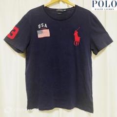 【古着】POLO ラルフローレン ビッグポニー USA Tシャツ 紺 【L】