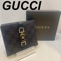【特別送料無料！】 GUCCI 二つ折り財布 ブラック ジャッキー GGキャンバス 箱付き 小物