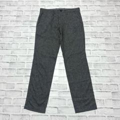 ウール スラックス ネップ ごま塩 L グレー ストレート slacks