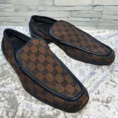 オールドGUCCIスクエアトゥ グッチロゴメダリオン レザー