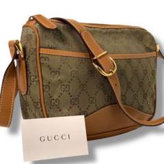 【高級】GUCCI グッチ　ショルダーバッグ　オールド GG レザー 斜め掛け