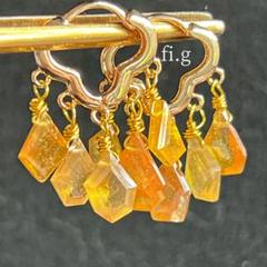 14kgf イエローサファイア クローバーフープピアス　天然石