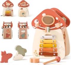 ⭐️未使用⭐️木製 パズルボックス 子供 音遊び モンテソッリーおもちゃ きのこ