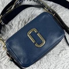 美品 マークジェイコブス レザー ショルダーバッグ ソフトショット 斜め掛け 紺